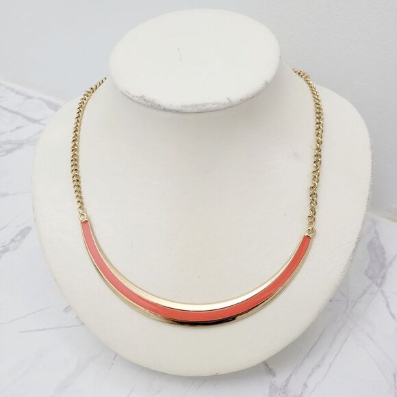Brand New Forever 21 Orange With Gold Necklace - Picture 1 of 7